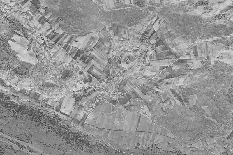 Ortofoto de 1956-1957 del núcleo de Monteagudo de las Salinas