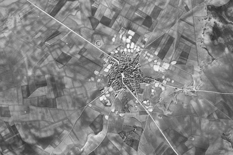 Ortofoto de 1956-1957 del núcleo de Pozorrubio de Santiago