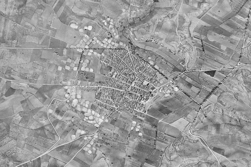 Ortofoto de 1956-1957 del núcleo de Villanueva de la Jara