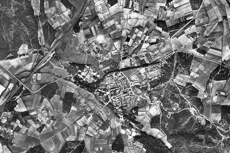 Ortofoto de 1956-1957 del núcleo de Caldes de Malavella