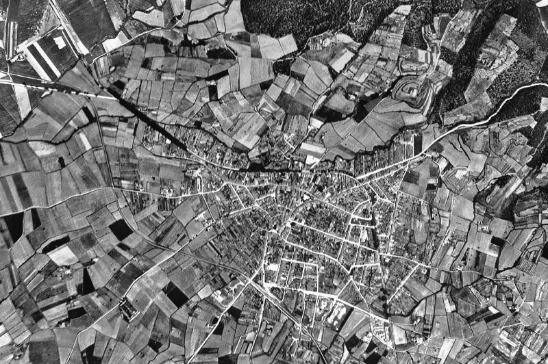 Ortofoto de 1956-1957 del núcleo de Cassà de la Selva