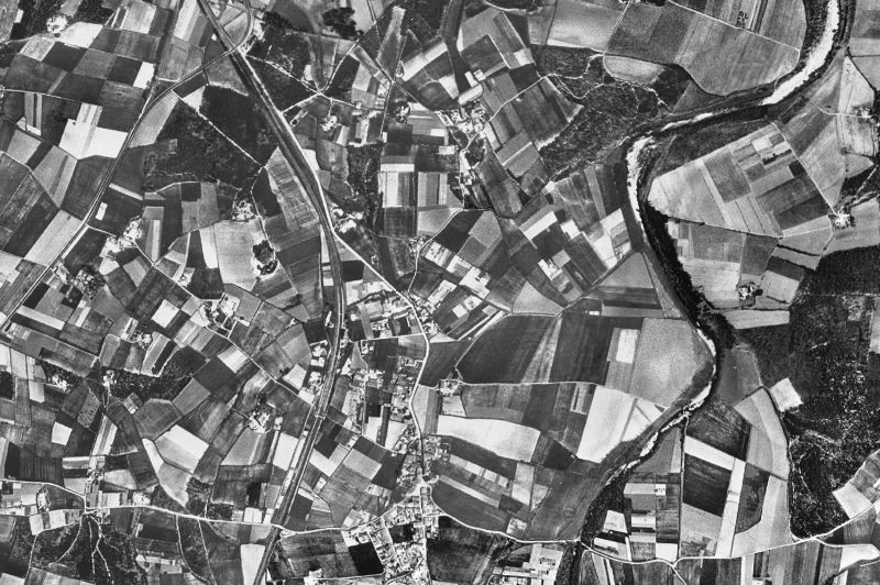 Ortofoto de 1956-1957 del núcleo de Fornells de la Selva