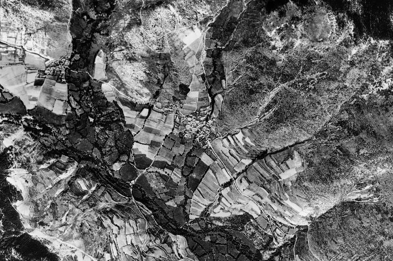 Ortofoto de 1956-1957 del núcleo de Meranges