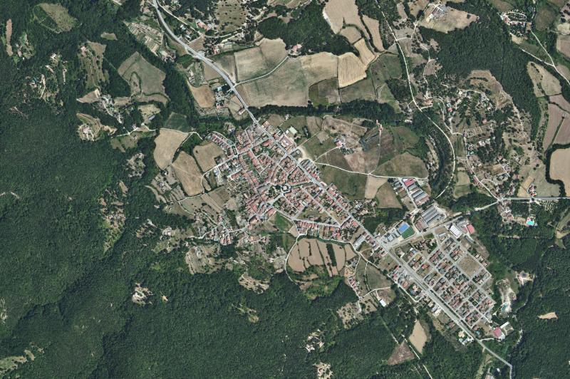 Ortofoto actual del núcleo de Les Planes d'Hostoles