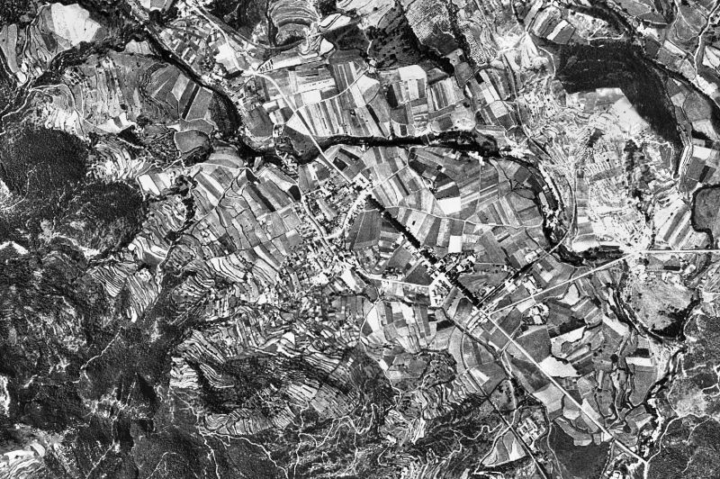 Ortofoto de 1956-1957 del núcleo de Les Planes d'Hostoles