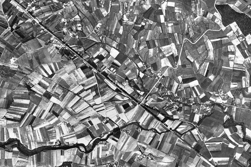 Ortofoto de 1956-1957 del núcleo de Porqueres