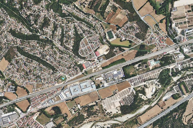 Ortofoto actual del núcleo de Riells i Viabrea