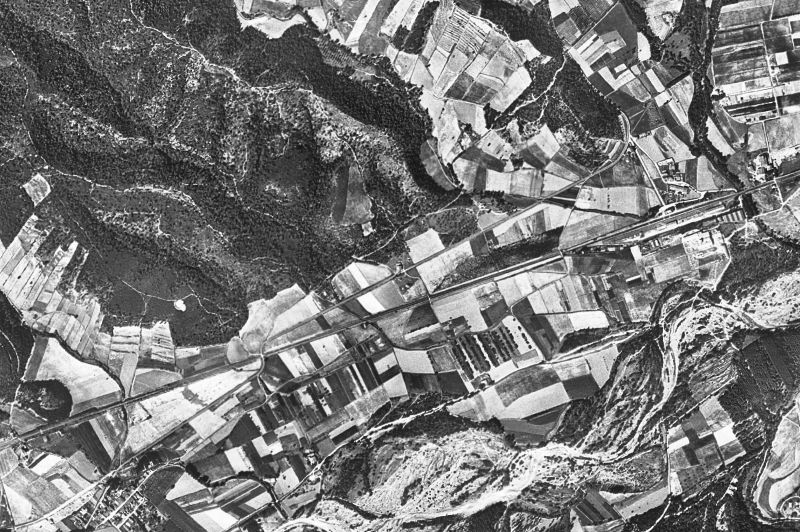 Ortofoto de 1956-1957 del núcleo de Riells i Viabrea