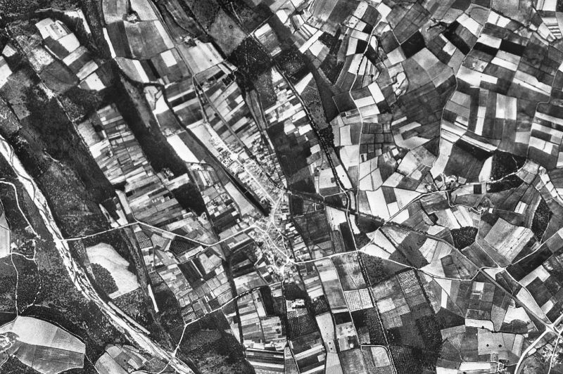 Ortofoto de 1956-1957 del núcleo de Riudarenes