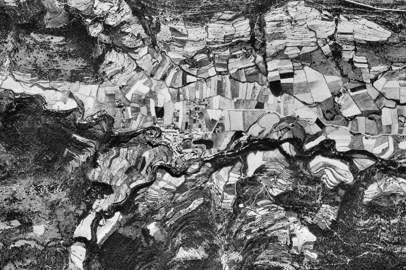 Ortofoto de 1956-1957 del núcleo de Riudaura