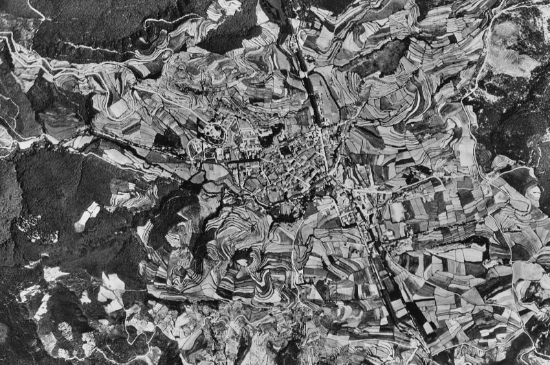 Ortofoto de 1956-1957 del núcleo de Sant Hilari Sacalm