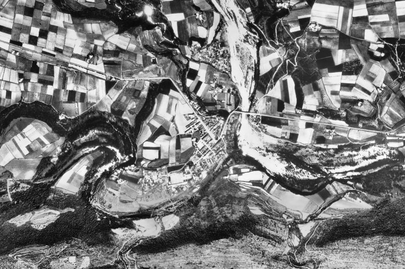 Ortofoto de 1956-1957 del núcleo de Sant Jaume de Llierca