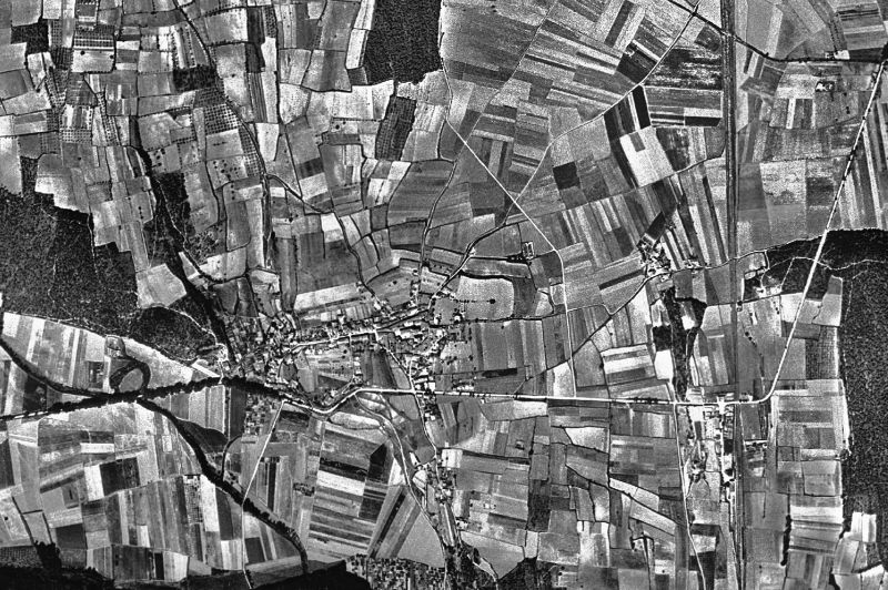 Ortofoto de 1956-1957 del núcleo de Sant Jordi Desvalls