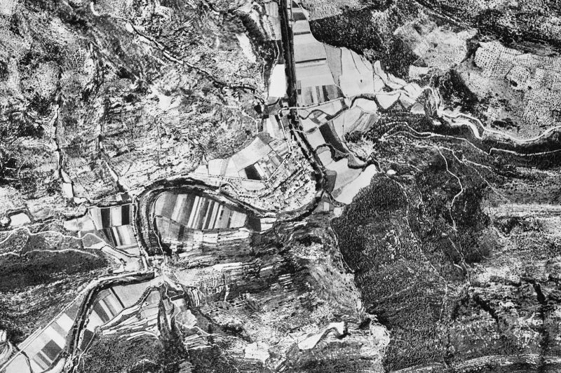 Ortofoto de 1956-1957 del núcleo de Sant Llorenç de la Muga