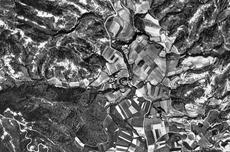 Ortofoto de 1956-1957 del núcleo de Sant Miquel de Campmajor