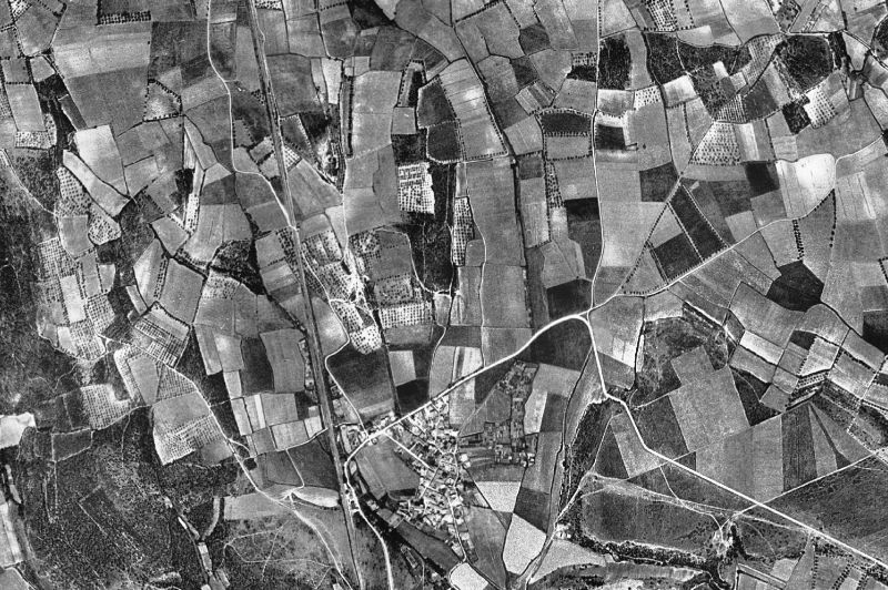 Ortofoto de 1956-1957 del núcleo de Sant Miquel de Fluvià