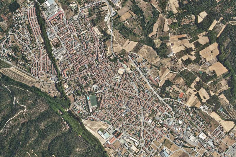 Ortofoto actual del núcleo de Santa Coloma de Farners