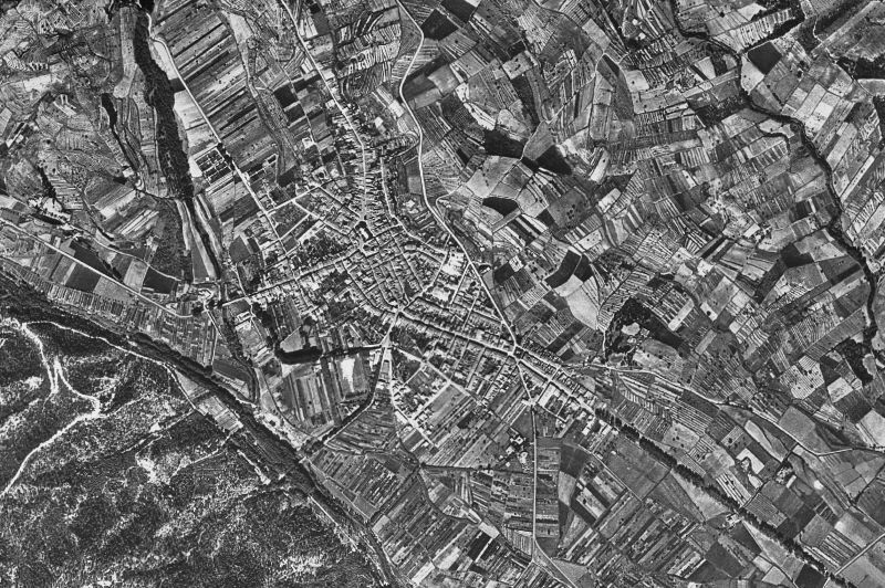 Ortofoto de 1956-1957 del núcleo de Santa Coloma de Farners
