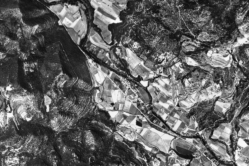 Ortofoto de 1956-1957 del núcleo de Sant Aniol de Finestres