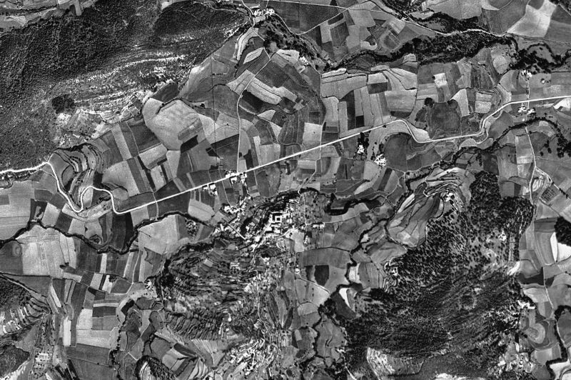 Ortofoto de 1956-1957 del núcleo de Santa Pau