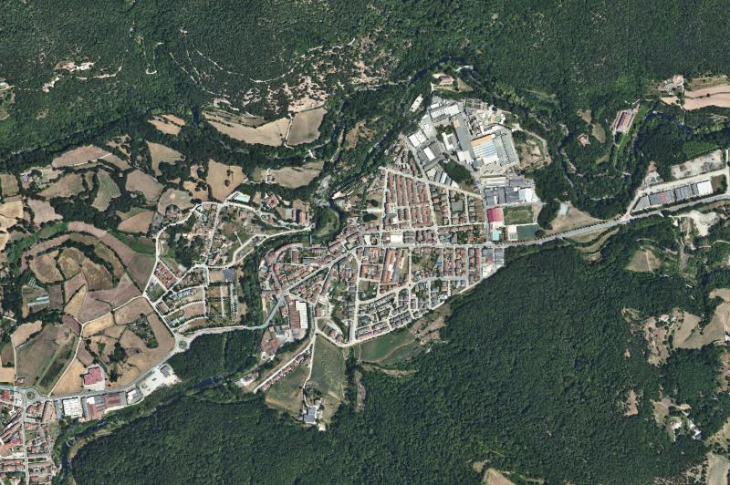 Ortofoto actual del núcleo de Sant Joan les Fonts