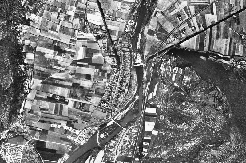 Ortofoto de 1956-1957 del núcleo de Sarrià de Ter