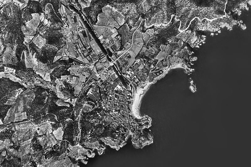 Ortofoto de 1956-1957 del núcleo de Tossa de Mar