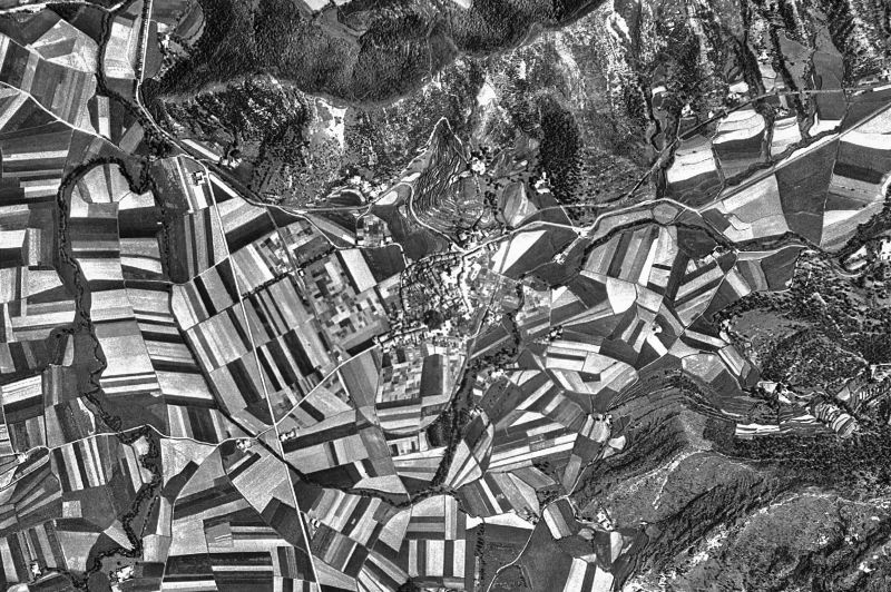 Ortofoto de 1956-1957 del núcleo de La Vall d'en Bas