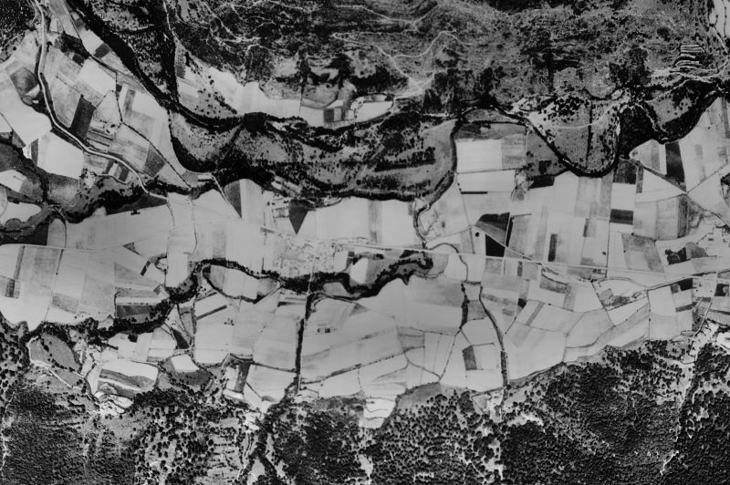 Ortofoto de 1956-1957 del núcleo de La Vall de Bianya