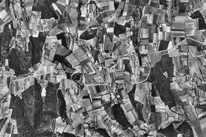 Ortofoto de 1956-1957 del núcleo de Cruïlles, Monells i Sant Sadurní de l'Heura