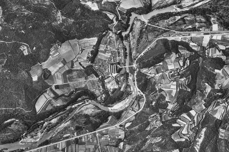 Ortofoto de 1956-1957 del núcleo de Sant Julià del Llor i Bonmatí