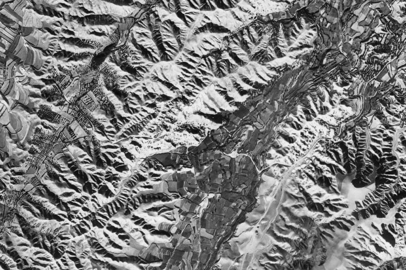Ortofoto de 1956-1957 del núcleo de Cortes y Graena