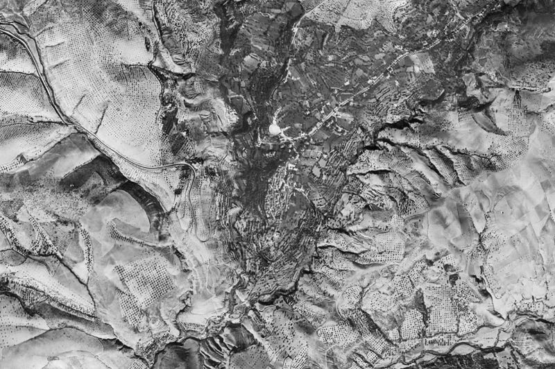 Ortofoto de 1956-1957 del núcleo de Huétor de Santillán