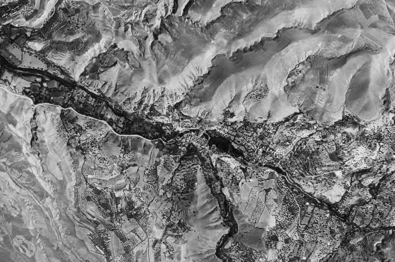 Ortofoto de 1956-1957 del núcleo de Monachil