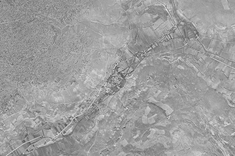 Ortofoto de 1956-1957 del núcleo de Saelices de la Sal