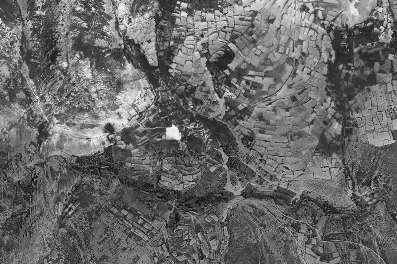 Ortofoto de 1956-1957 del núcleo de Valverde de los Arroyos