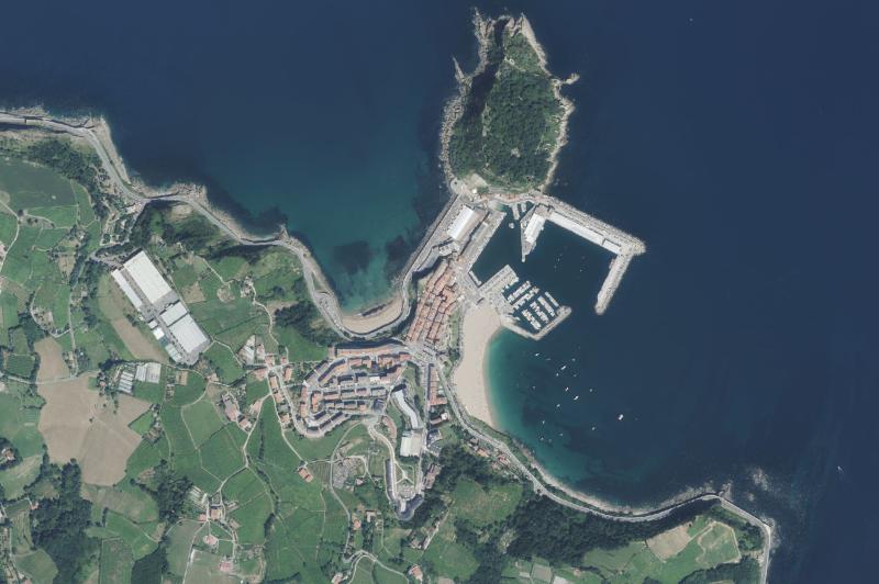 Ortofoto actual del núcleo de Getaria
