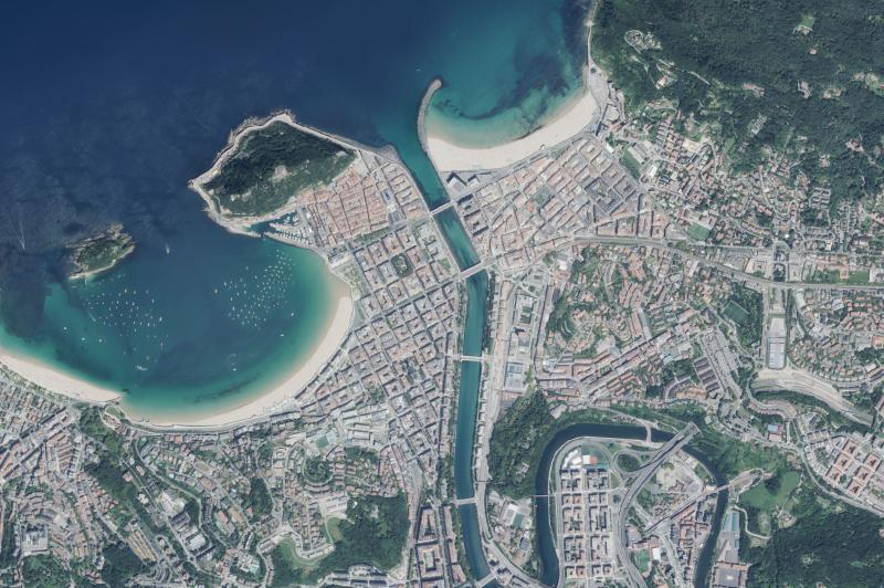 Ortofoto actual del núcleo de Donostia/San Sebastián