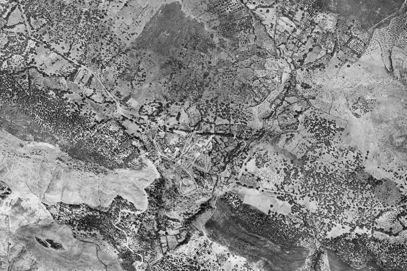 Ortofoto de 1956-1957 del núcleo de Almonaster la Real