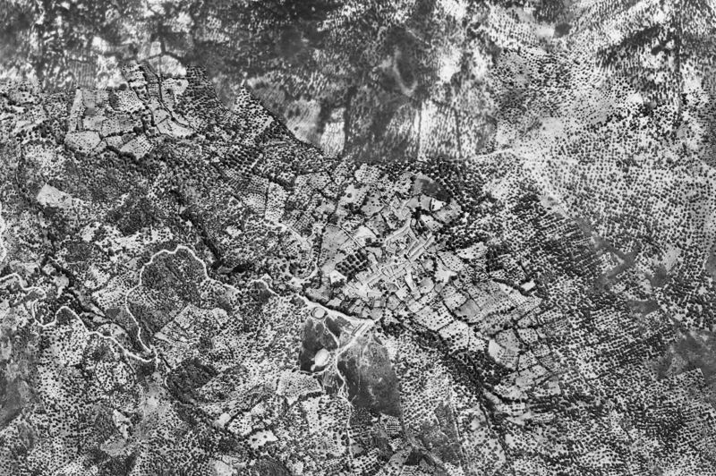 Ortofoto de 1956-1957 del núcleo de Castaño del Robledo
