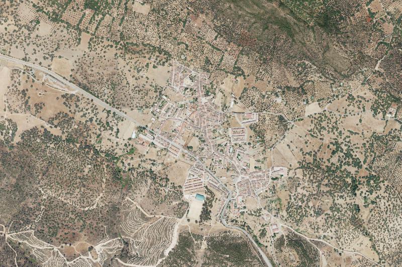 Ortofoto actual del núcleo de Higuera de la Sierra