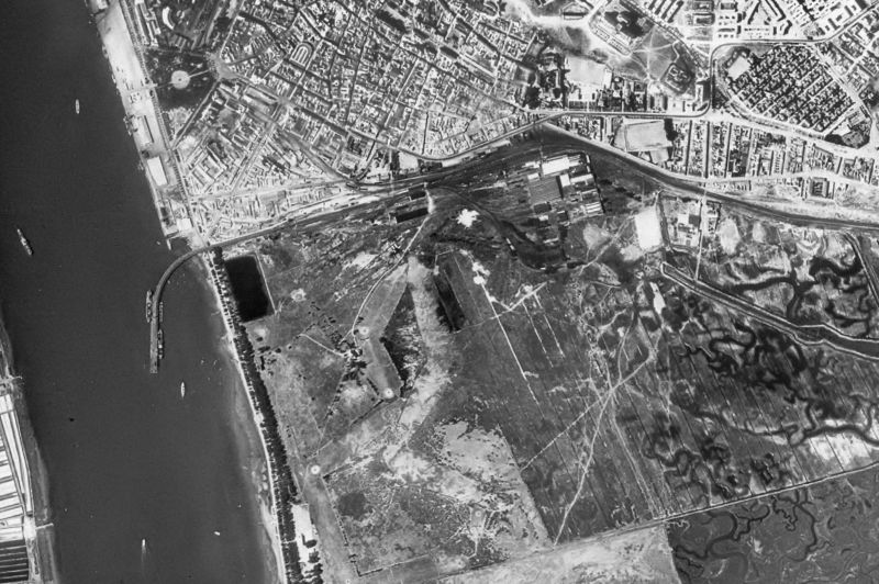 Ortofoto de 1956-1957 del núcleo de Huelva