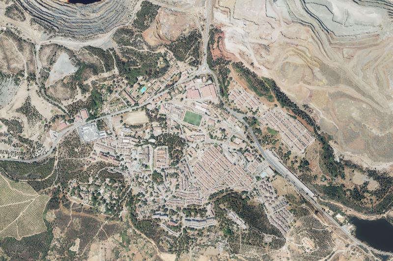 Ortofoto actual del núcleo de Minas de Riotinto