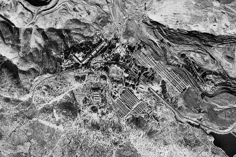 Ortofoto de 1956-1957 del núcleo de Minas de Riotinto
