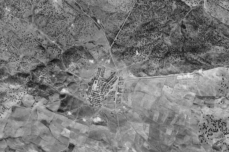 Ortofoto de 1956-1957 del núcleo de San Silvestre de Guzmán