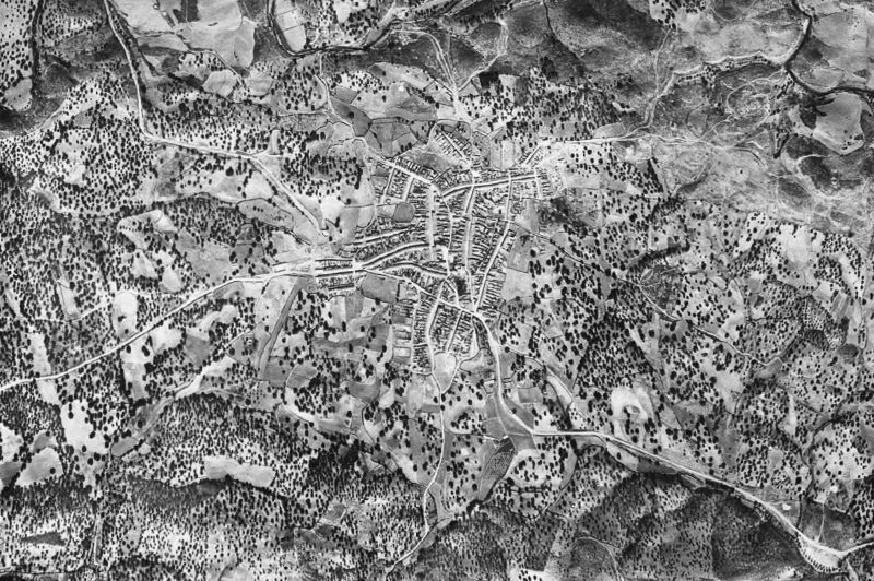 Ortofoto de 1956-1957 del núcleo de Santa Bárbara de Casa