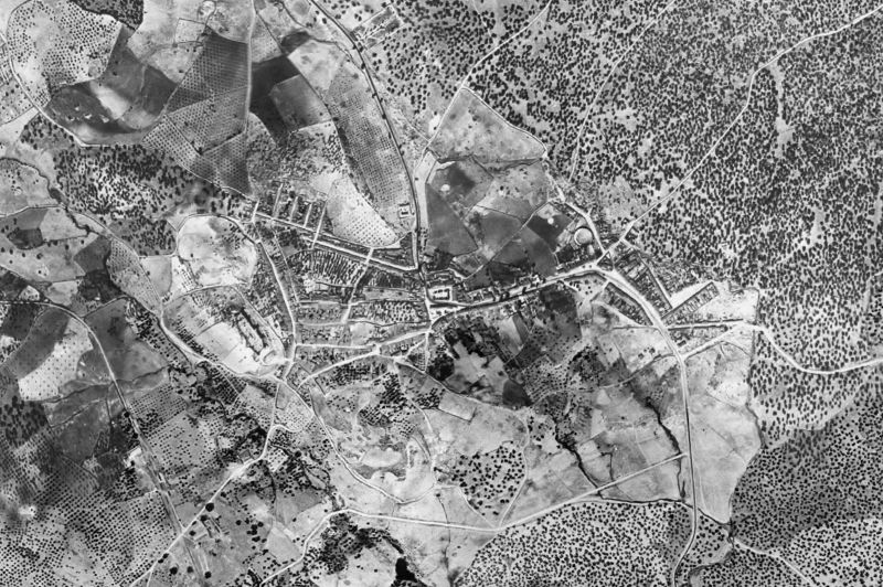 Ortofoto de 1956-1957 del núcleo de Santa Olalla del Cala