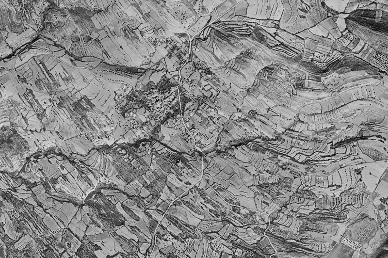 Ortofoto de 1956-1957 del núcleo de Abiego