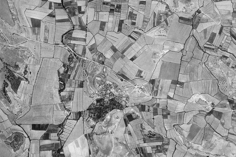 Ortofoto de 1956-1957 del núcleo de Alcalá del Obispo