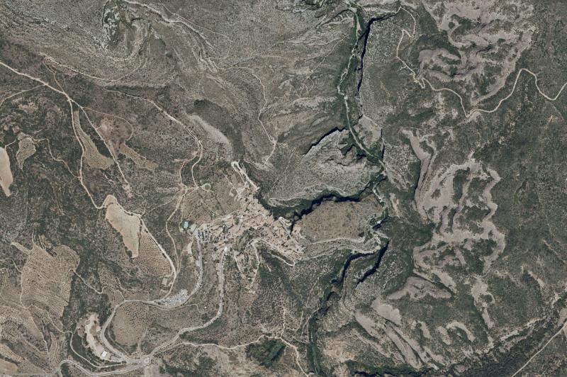 Ortofoto actual del núcleo de Alquézar